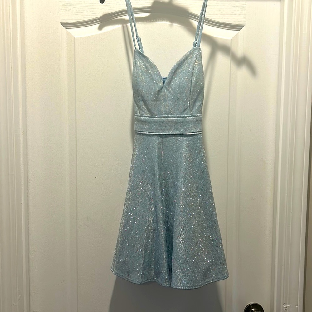 Blue Sparkly Homecoming Dress